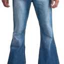Men's Vintage Bell Bottom Jeans 60s 70s Outfits for Men,Mens Bell Bottoms Disco Pants Flared Jeans (Blue)