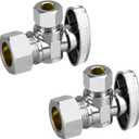 Stop Valves, 2 Pack 1/2"  3/8" Angle Stop Valve, 1/2" Nominal (5/8" OD Comp.) Angle Input, 3/8" OD Compression Output, 1/4 Turn, Chrome Plated Brass for Kitchen, Faucet, Toilet Valves