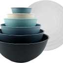 COOK WITH COLOR Plastic Mixing Bowls with Lids - 12 Piece Nesting Bowls Set includes 6 Prep Bowls and 6 Lids, Microwave Safe (Blue Ombre)