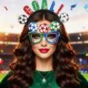 2 x BODIY Soccer Headband Set Football Fan Headbands Sport Party Glasses Patriotic Hair Accessories Sets Glitter Game Head Band for women (Goal)