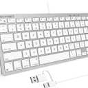 TECKNET Wired Keyboard for MacOS Devices with Dual Interface, Slim Mac Keyboard, Comfortable Ergonomic Typing Angle & Stable Connection for PC/Laptop, Compatible with MacBook, iMac, Mac mini/Pro