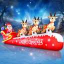 12 FT Christmas Inflatable Santa Claus on Sleigh with 3 Reindeers Outdoor Decorations, Giant Christmas Blow Up Yard Decorations with Bright LED Lights for Lawn Street Garden Xmas Holiday Party