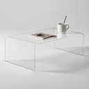 Acrylic Thick Coffee Table for Living Room. 39" Modern Minimalist Rectangular and Clear End Table.Easy to Clean and Safe Rounded Edges (39.4" W x 20" D x 14" H)
