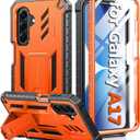 FNTCASE for Galaxy A17-5G Phone Case: for Samsung Galaxy A17 with [Built-in Screen Protector & Kickstand] [Military-Grade Drop Protection] Heavy Duty Protective Shockproof TPU Cell Phone Cover(Orange)