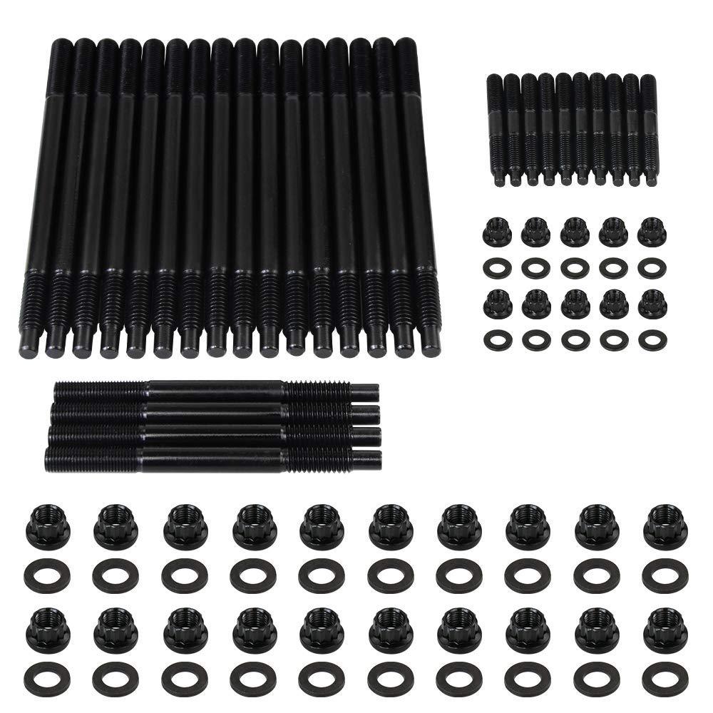 12-Point Cylinder Gasket Head Stud Bolts Nuts Kit Compatible with 97-03 Chevy LS1 LQ9 LS6 4.8L 5.3L 5.7L 6.0L Engines