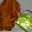 Qaccf Long Wavy Full Bang halloween Costume Women Wig with Purple Head bang and Green Scarf (Ginger)