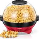Popcorn Machine, FOHERE 6.3 Quarts Electric Hot Oil Popcorn Popper Machine with Stirring Rod, Large Lid for Serving Bowl and Convenient Storage, Removable & Nonstick Plate, 28Cups, Two Measuring Cups
