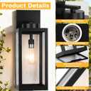 20" Large Outdoor Wall Lights with Closed Bottom - Black Outdoor Light Fixture Porch Lantern Wall Mounted, Waterproof Modern Exterior Wall Sconce Coach Lamp with Tempered Glass for House, E26, 2 Packs, 2 Packs-20IN
