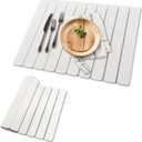 Large Stone Dish Drying Mat for Kitchen Counter, 24"16" Quick Dry Collapsible Diatomaceous Earth Mat  Super Absorbent Foldable Drying Pad for Dishes (White, 23.2" x 15.4")