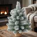 1.45FT Unlit Snow Flocked Artificial Holiday Christmas Tree No Lights, Full Hinged Spruce Branch Tips for Home, Office, Party Decoration No Prelit Foldable Base