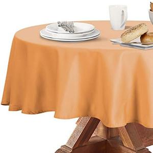Obstal 210GSM Round Table Cloth, Water Resistance Microfiber Tablecloth, Decorative Fabric Circular Table Cover for Outdoor and Indoor Use (Orange, 60 Inch Diameter) Set of 6