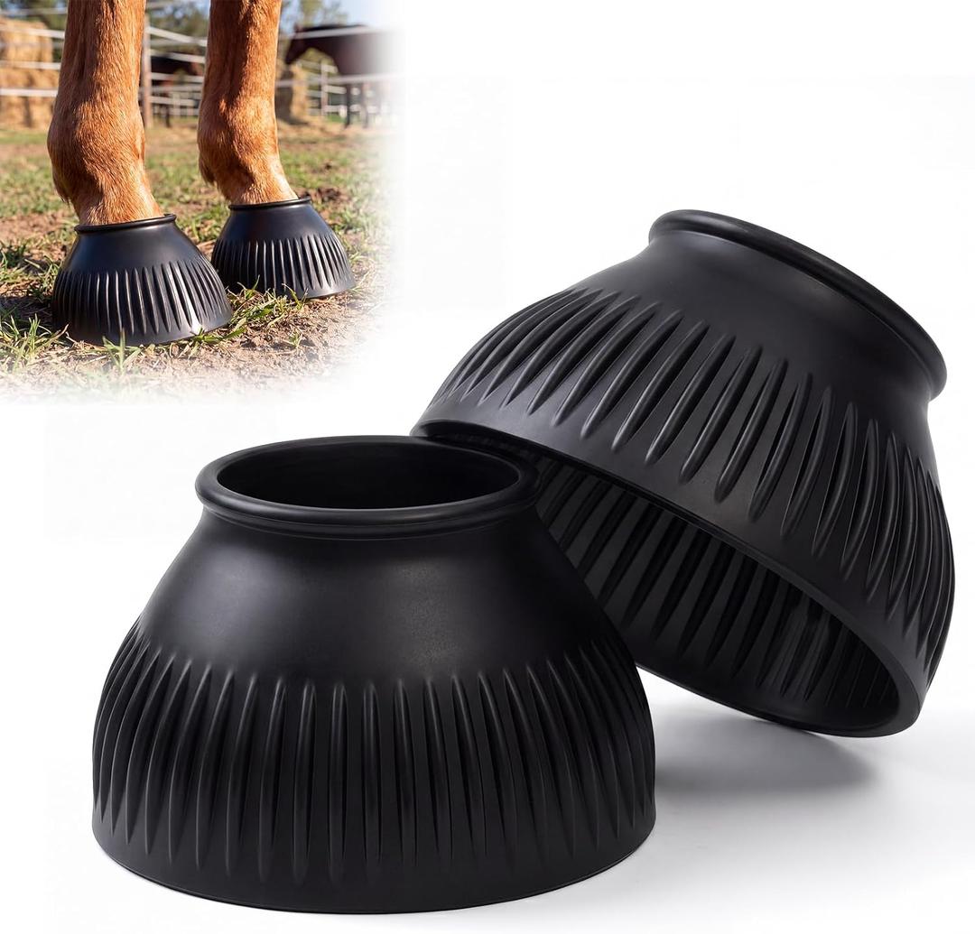 Abbylike Horse Bell Boots 1 Pair, Horse Overreach Ballistic Rubber Bell Boots Care for Turnout, No Rub Design Protect Against Hoof Impact Trauma