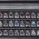 ROTHWELL 24 Slot Watch Case with Lock Luxury Watch Box to Display and Organize Your Collection | Real Glass Top | Premium Storage for Collectors (Black/Grey)