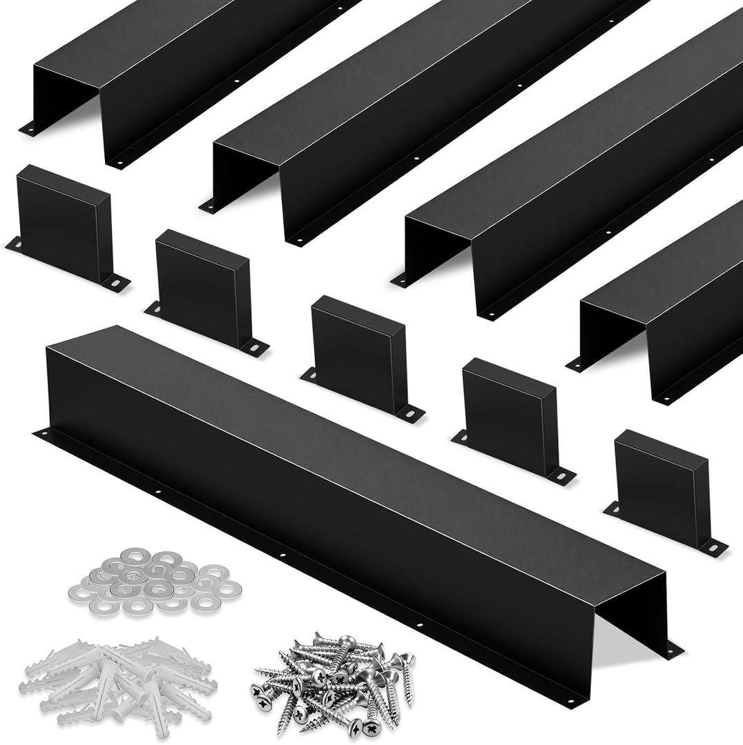 Moxweyeni 5 Pack 4×4 Inch x 3.3 Ft (16.5 Ft Total) Metal Line Set Cover Kit, Black Metal Decorative Ac Pipe Line Set Cover Kit for Ductless Mini Split Accessories, Central Air Conditioner, Heat Pump