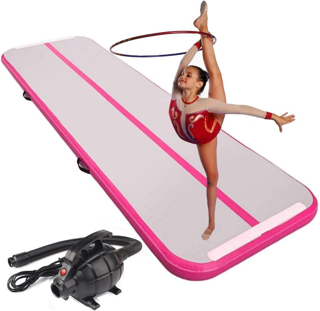 Air Mat Tumble Track 10ft/13ft/16ft/20ft Inflatable Gymnastics Tumbling Mat 4/6/8 inchs Thickness Mats for Home Use/Gym/Yoga/Training/Cheerleading/Outdoor/Beach/Park with Electric Air Pump