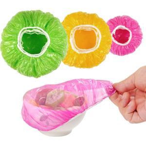 60 Pcs Bowl Covers for Bread Proofing, Plastic Shower Caps for Sourdough Bread, Food Covers Elastic Reusable Stretch, Food Wrap 3 Size, Fresh Keeping Bags6/8/10inch (Green Yellow Purple)