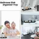 MicoYang Silicone Bathroom Soap Dishes with Drain Spout-Bathroom and Kitchen Sink Organizer,Sponge Holder,Dish Soap Tray,Perfect for Dispenser,Scrubber,Bottle,Cup on Sink or Counter-Black 12"4"