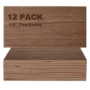 WOPPLXY 12 Pcs 8 x 4 Inch Walnut Wood Sheets, 1/5" Thick Walnut Plywood Sheets, Unfinished Wood for Crafts, Laser Cutting & Engraving, Painting, Craft & DIY Decorations