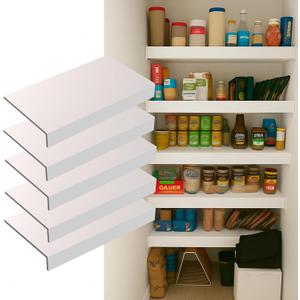 Wire Shelf Covers - 36x16 Inch 5-Pack Faux Wood Overlay, Snap-On Design for Pantry, Linen Closet & Kitchen, Removable & Easy-Clean White