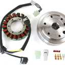 32102-38F00 Flywheel Rotor Kit, Compatible with Suzuki LTA LTF 400 Eiger Arctic Cat 400 ATV Eiger 2002-2007, Automotive Flywheel Stator Kit & Gasket Replacement Part 32101-38F01