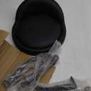 KKTONER Rolling Stool with BackRest Height Adjustable Round Chair with Wheels Swivel Drafting Work PU Leather stools Small (Black)