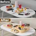 Couch Cup Holder, Couch Caddy Car Cup Holder Tray Serving Tray Large Capacity Multi-Surface Wooden Trays for Bed, Car, Picnic, Drinks, Snacks, Remote, Cell Phone, Headphones (Solid Pine Wood)