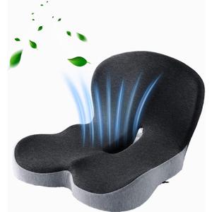Memory Foam L-Shaped Integrated Cushions - Office Chair Cushion, Butt Pillow with Back Support, Ergonomic Cushions with Lumbar Support, Relieve Coccyx Pain
