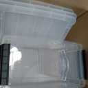 IRIS USA 3-Pack 6 Quart Storage Bins with Lids, Clear/Black