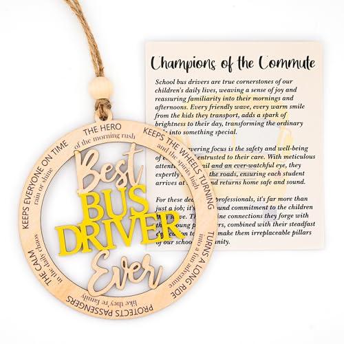 Bus Driver Gifts - Bus Driver Appreciation Gifts with Card - Thank You Gift for Back to School/College - First Day of School - End of Year or Retirement - Car, Window, Tree Hanging for Ornament