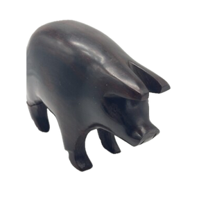 Vintage Ironwood Pig Figurine Hand Carved - 6" Long 