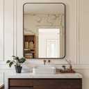 Delma Bathroom Vanity Mirror, Black Framed Bathroom Mirror for Over Sink, High-Definition Bathroom Mirror, Versatile Bathroom Vanity Mirror, Hangs Horizontally or Vertically(30x40, Black)