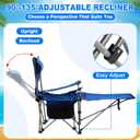 Yuntau 2 Set Reclining Beach Chairs with UPF 50+ Umbrellas, Upgraded Heavy Duty Portable Folding Lounge Camping Chair with Removable Footrest & Headrest for Outdoor Fishing Patio(Blue)