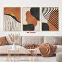 Orange and Black Abstract Wall Art Abstract Geometric Canvas Art Modern Minimalist Abstract Line Art Decor Black Abstract Line Art Prints Abstract Terracotta Wall Art for Home Decor 16x24inch No Frame
