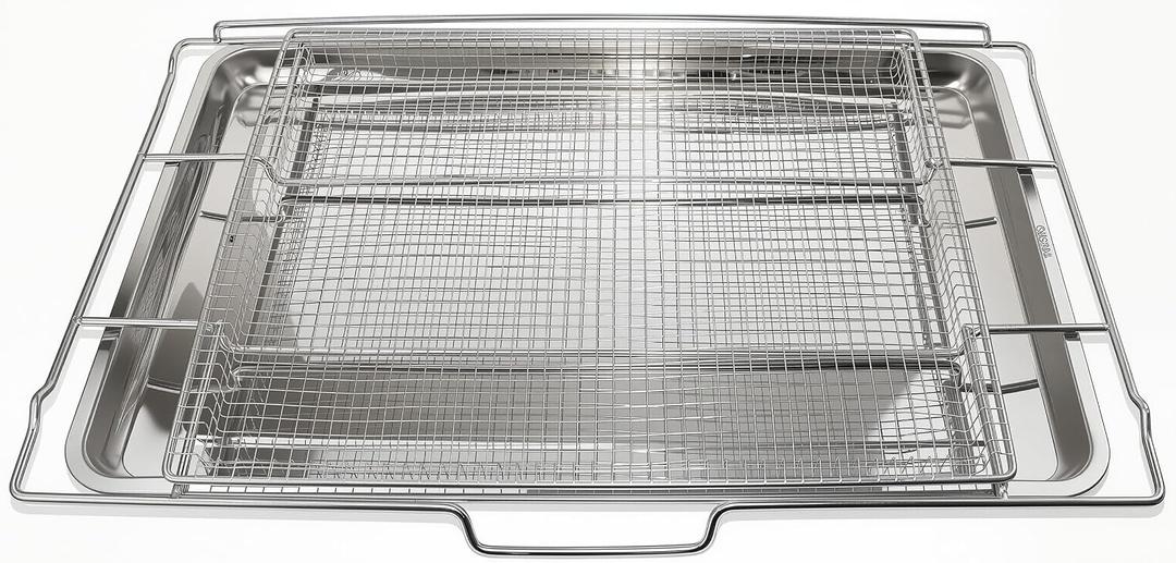 Upgraded Air Fry Tray for 30" Oven with Drip Pan, Compatible with Frigidaire 30" Ranges and Wall Ovens, Stainless Steel, Oven Rack Measures 25" x 16" x 1.75"