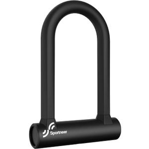 Sportneer Bike Lock - 17mm Shackle Heavy Duty Anti Theft Bike U Lock with 2 Keys - Bicycle U-Locks with Sturdy Mounting Bracket for Road, Mountain, Electric & Folding Bike, Size 7.76''x5.02'' (Black)
