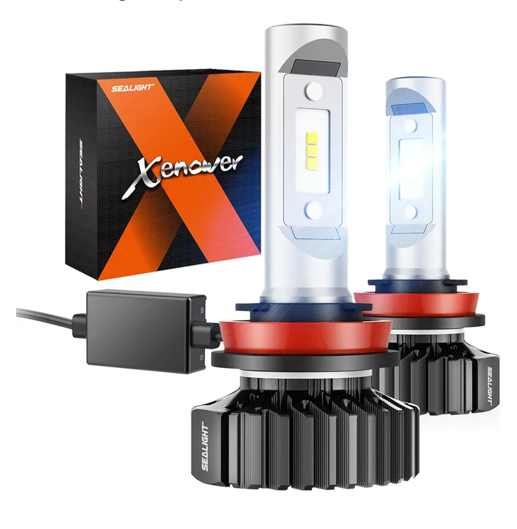 SEALIGHT H11/H8/H9/H16 LED Bulbs, 30,000LM 600% Super Brighter H11 Halogen Replacement Bulbs, 6000K Xenon White H11 H8 H9 Headlight Blubs, Plug and Play, Pack of 2