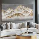 SDYA Mountain Wall Art Gold Pictures Wall Decor Grey Textured Poster for Living Room Dining Room Nature Wall Paintings for Bedroom 24x48 Inch