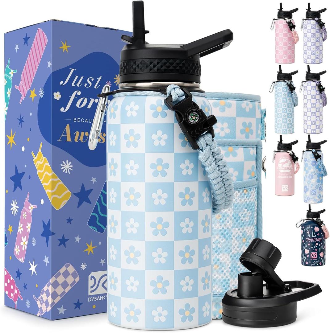 DYSANKY Water Bottle Gift Insulated Stainless Steel Bottle with Carrier Bag, Strap & Gift Box BPA-Free Ideal for Hiking, Camping & Travel 32 oz