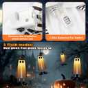 Halloween Decorations Outdoor Indoor, 4pcs Hanging Ghost Decor with Light, Spooky Swinging Witch Hat Ghosts for Halloween Decor, Perfect for Yard, Patio, Garden, Tree (Includes 24 Batteries)