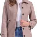 Allegra K Women's Single Breasted Long Outwear Winter Coat with Pockets, X-Small, Dusty Pink