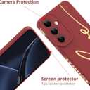 MOWIME for Samsung Galaxy S25 Case, Back Cute Plating Love Letter Pattern with Anti-Fall Lens Cameras Protection Soft TPU Shockproof Phone Cases for Women Girls-Red