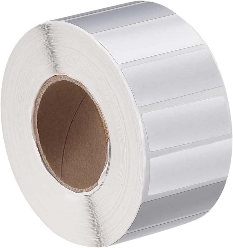 MECCANIXITY Direct Rectangle Label Sticker Metallic Silver 1.57x0.8 Inch in 1 Row for Packaging, Craft Projects 2000 Labels 1 Roll