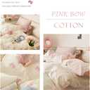 Nayoroom Bow Duvet Cover Queen Size 100% Cotton White Pink Striped Reversible Coquette Bedding Set 3 Pcs Soft Breathable Cute Aesthetic Comforter Cover with Zipper Closure Gift for Women Girls