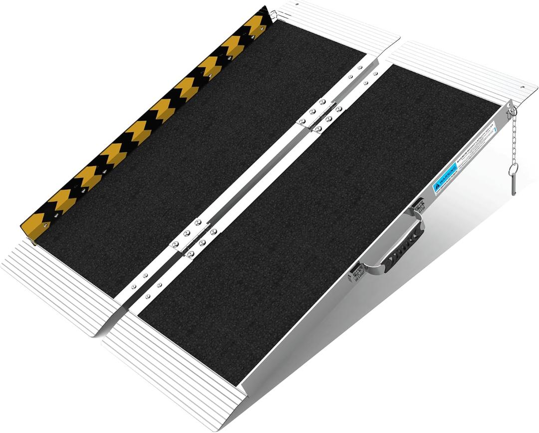 3FT Foldable Wheelchair Ramp Portable | Lightweight Aluminum Folding Ramp with Non-Slip, 600LBS Capacity for Steps, Low Curbs, Doorway & Threshold, Use with Walker, Mobility Scooter or Cart (3FT(height 3-9 inch))
