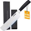 Nakiri Knife - 7 Razor Sharp Vegetable Cleaver, High Carbon Steel Kitchen Knife,Multipurpose Japanese Chef Knife for Meat Chopping with Premium Pakkawood Handle, Gift Box and Sheath