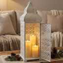 Vela Lanterns Decorative Indoor Moroccan Floor Candle Holder, White, XL