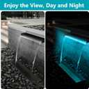 All-in-1 Pond Waterfall Kit with LED Lights, 8 inch Stainless Steel Spillway with 600GPH Water Pump, Outdoor Waterfall Fountain for Water Feature, Garden, Backyard, Pool