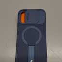 SURITCH for iPhone 15 Pro Max Case with Magnetic Camera Slide Cover and Adjustable Kickstand, Compatible with MagSafe, Shockproof Bumper Case Slim Protective Cover 6.7 Inch, Blue