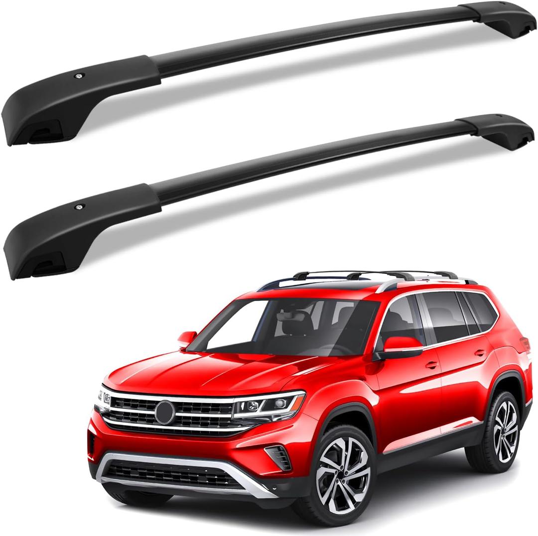 KINGGERI Roof Rack Cross Bars Fit for Volkswagen Atlas 2017-2026, Aluminum Roof Rails Crossbars Rooftop Cargo Carrier Bag Luggage Rails Skiboard Bike Black Accessories