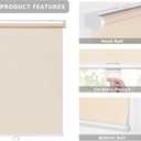 LazBlinds No Tools No Drill Cordless Roller Shades, Light Filtering Roller Blinds for Windows, Thermal Insulated UV Protection Roll Up Window Blinds and Shases, 35'' W x 72'' H, Beige